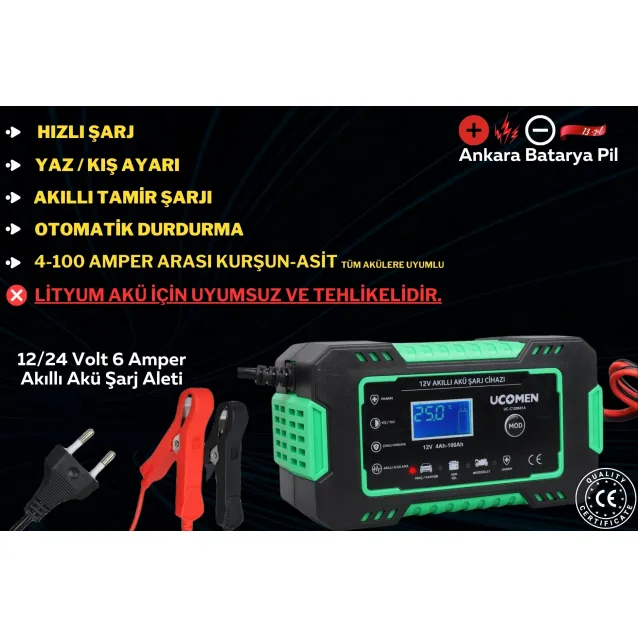 YOKOHAMA 12V 24 AH VE Ucomen 12V 6A LED Göstergeli Akü Şarj Cihazı YOKOHAMA 12V 24 AH VE Ucomen 12V 6A LED Göstergeli Akü Şarj Cihazı